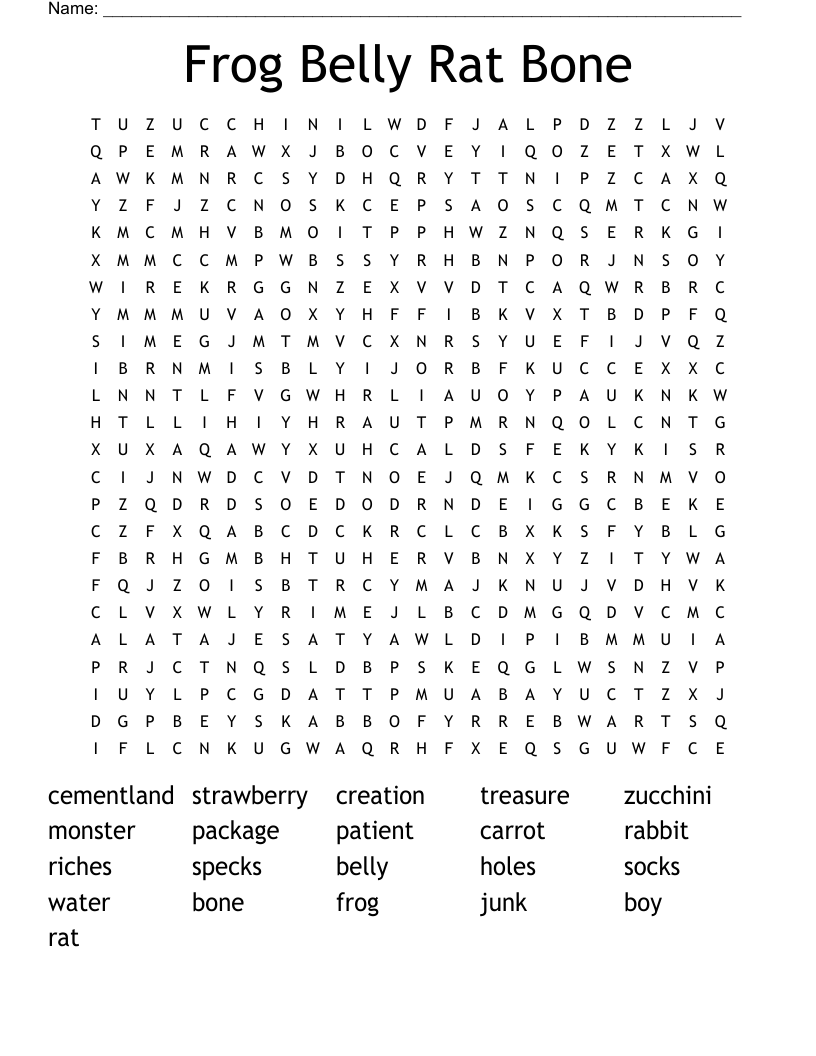 Frog Belly Rat Bone Word Search