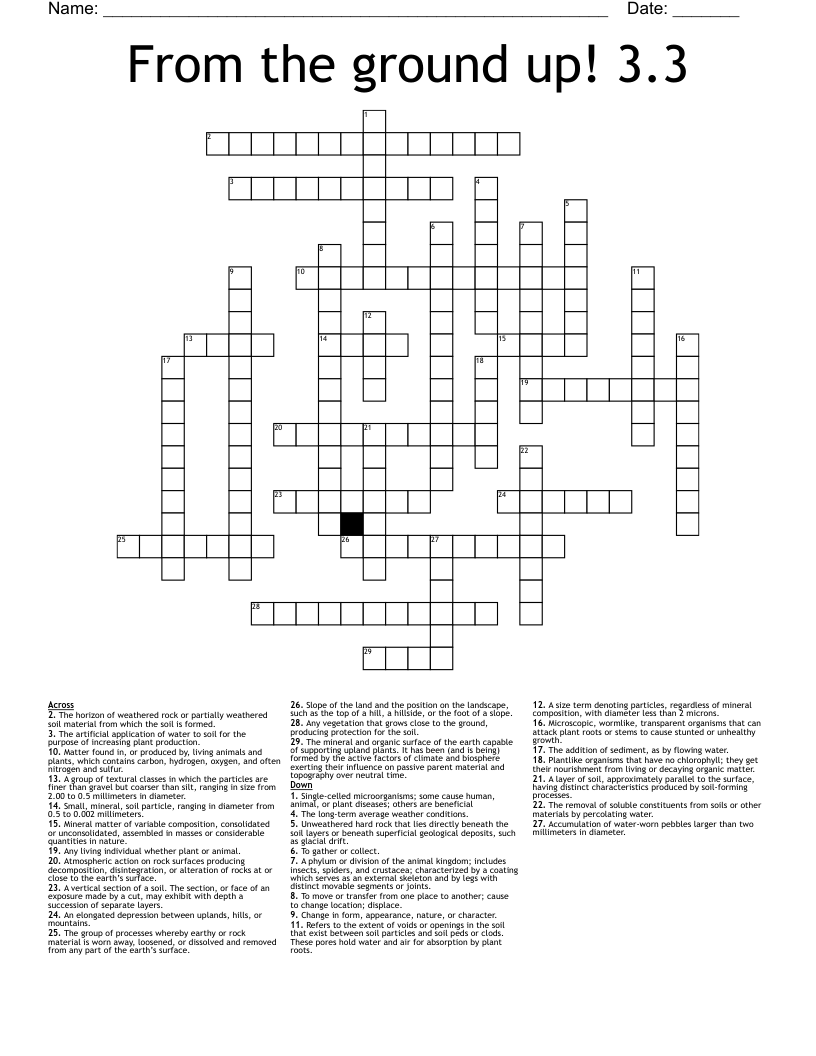 From the ground up! 3.3 Crossword WordMint