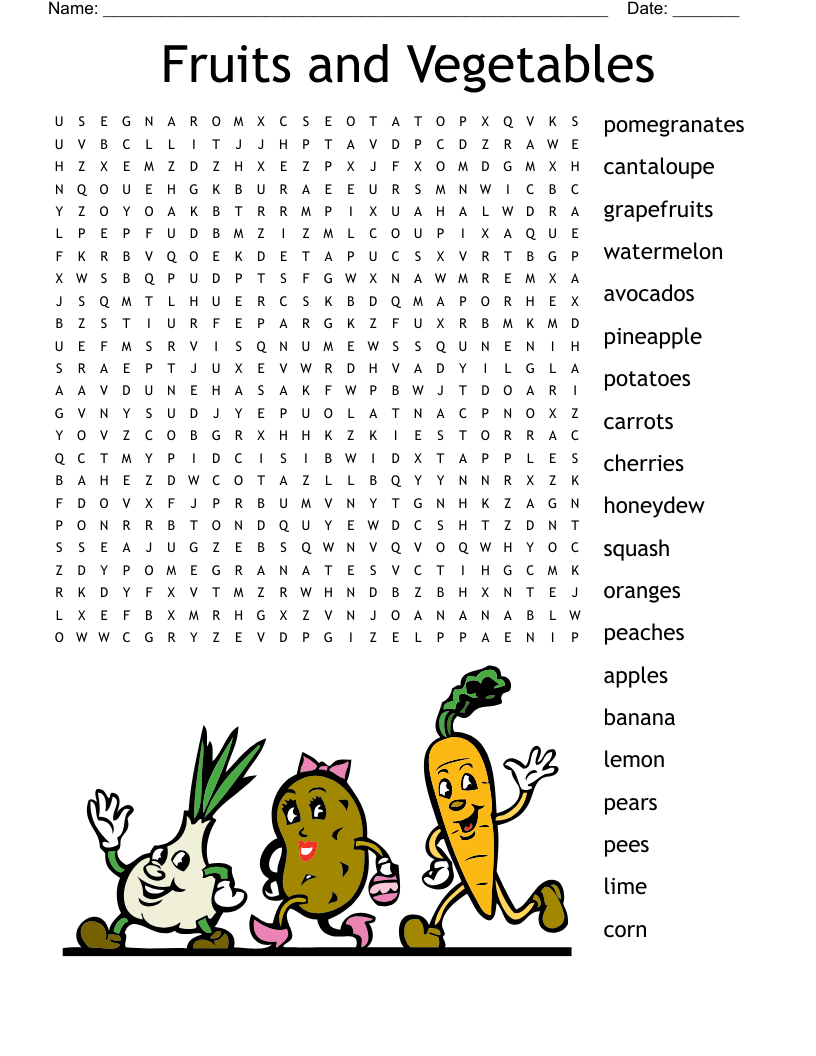 Vegetable Word Search Printable Vegetables Word Search Milton Randolph