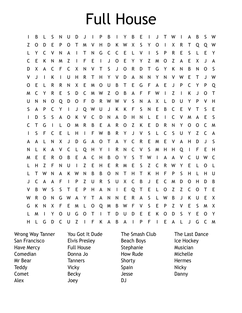 Full House Word Search Gambaran