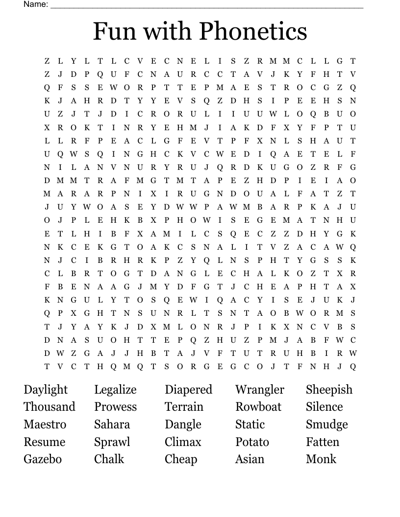 Fun with Phonetics Word Search