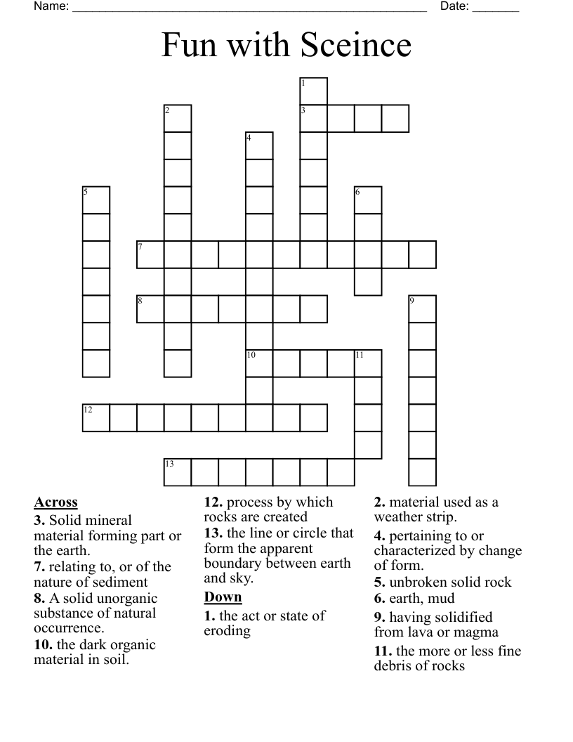 Fun with Sceince Crossword