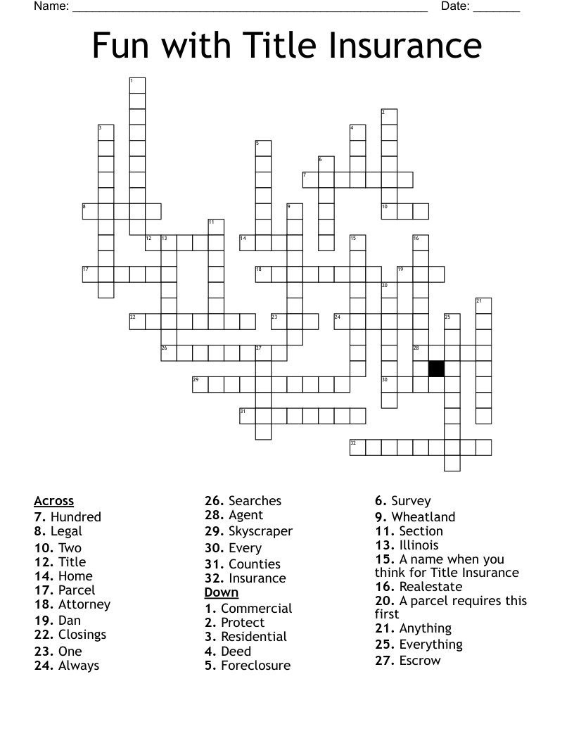 Fun with Title Insurance Crossword