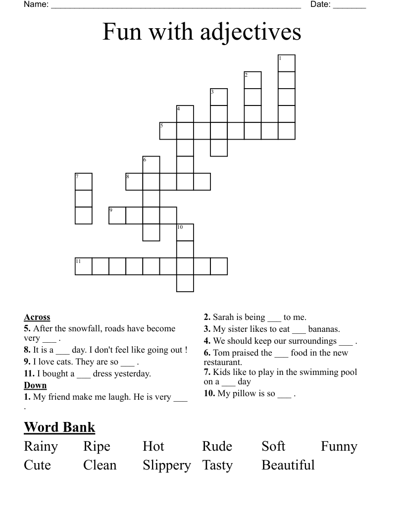 Fun with adjectives Crossword