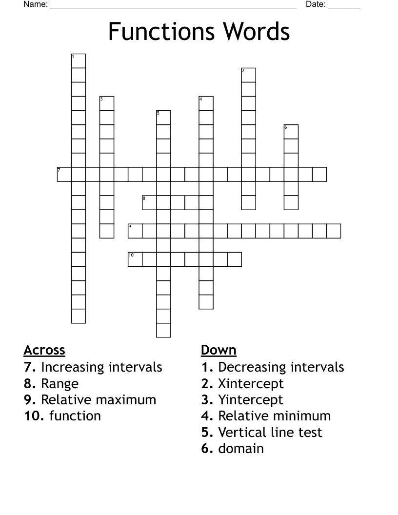 Functions Words Crossword