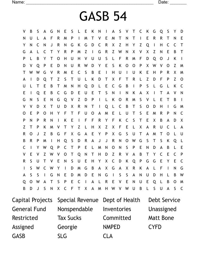 GASB 54 Word Search