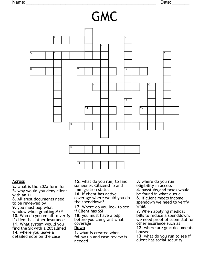 GMC Crossword WordMint