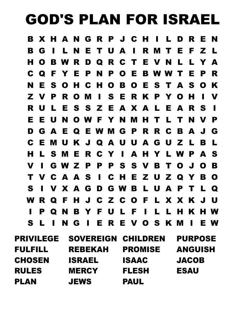 GOD'S PLAN FOR ISRAEL Word Search