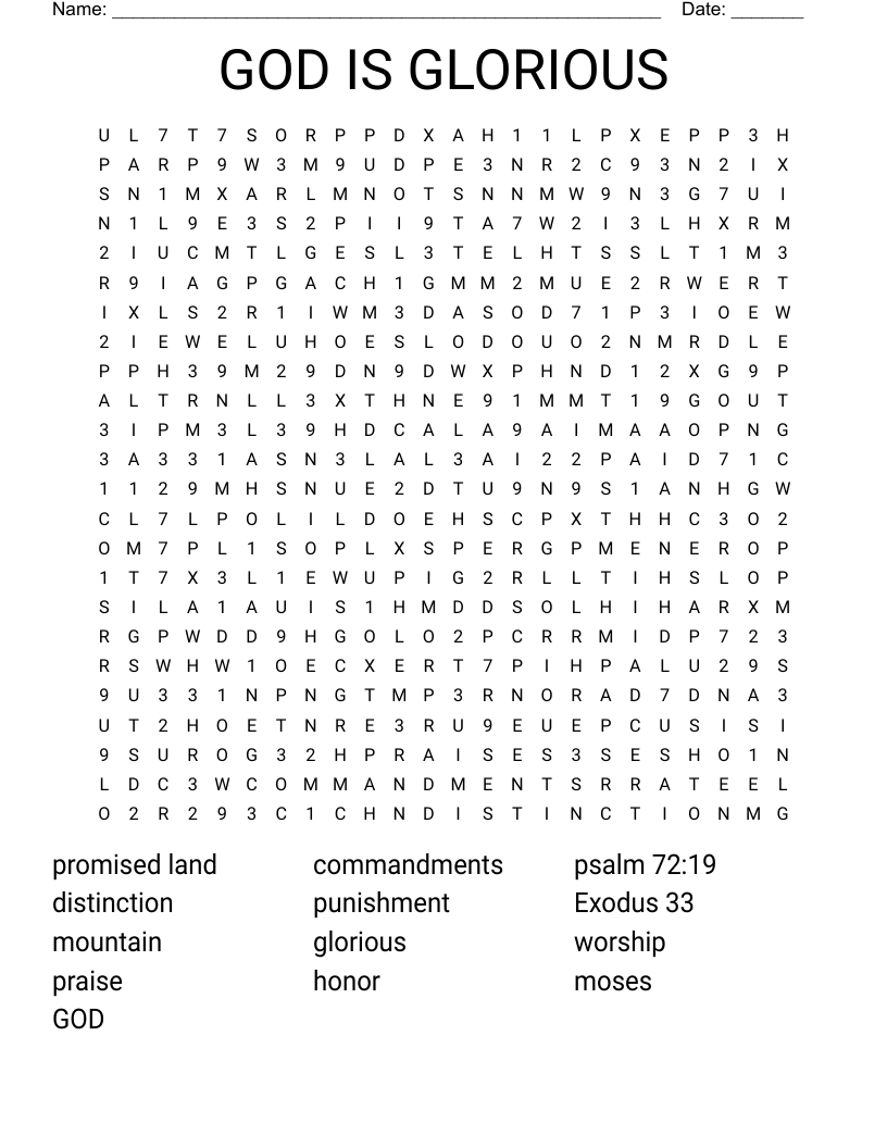GOD IS GLORIOUS Word Search