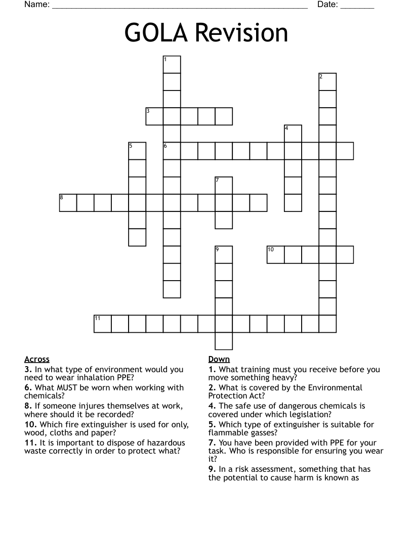 GOLA Revision Crossword