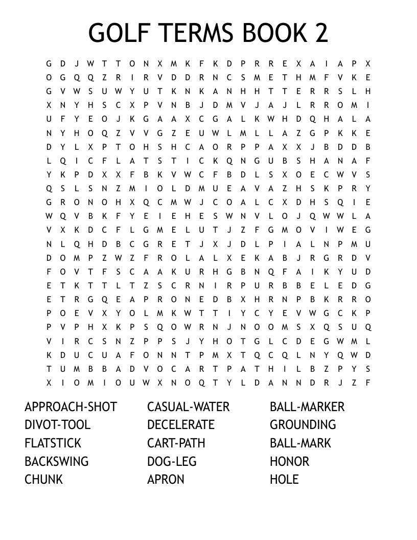 GOLF TERMS BOOK 2 Word Search