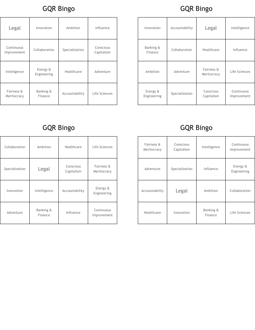 GQR Bingo