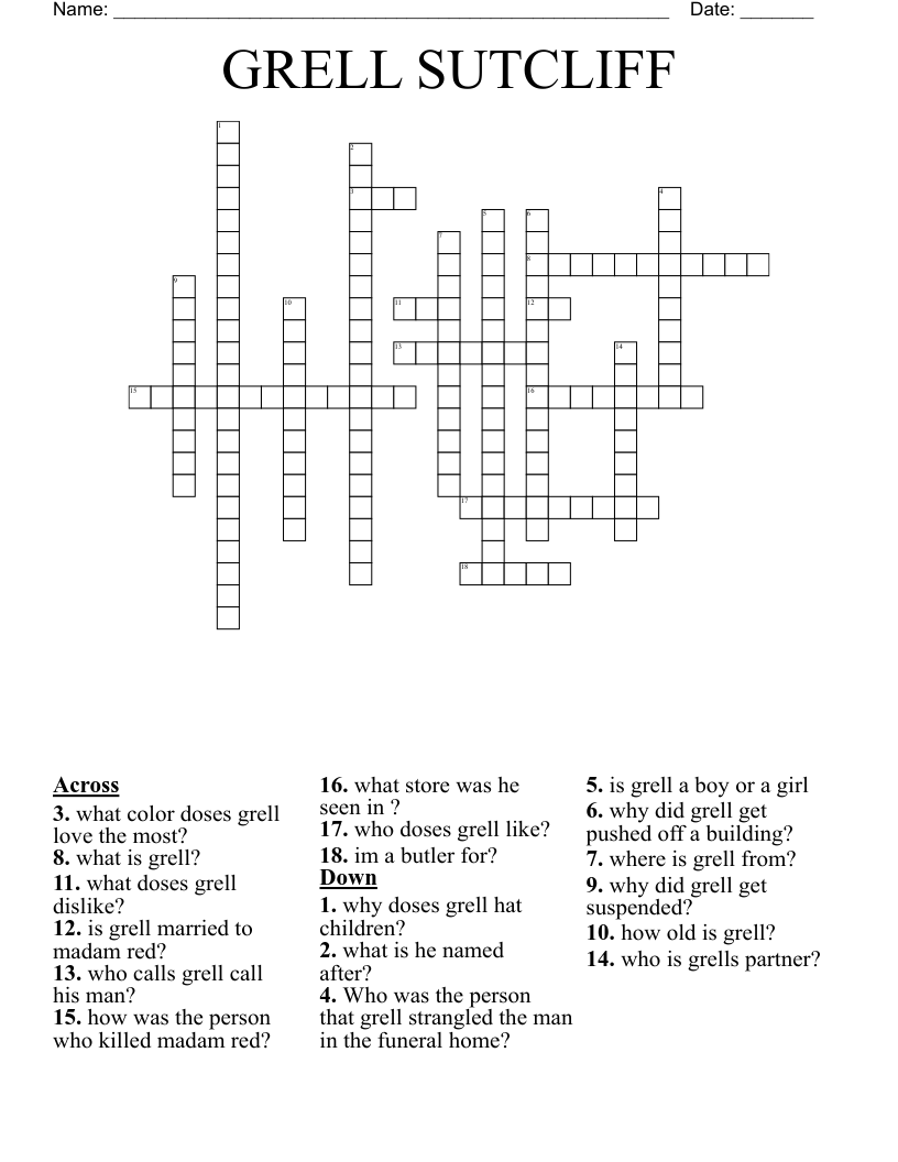 GRELL SUTCLIFF Crossword