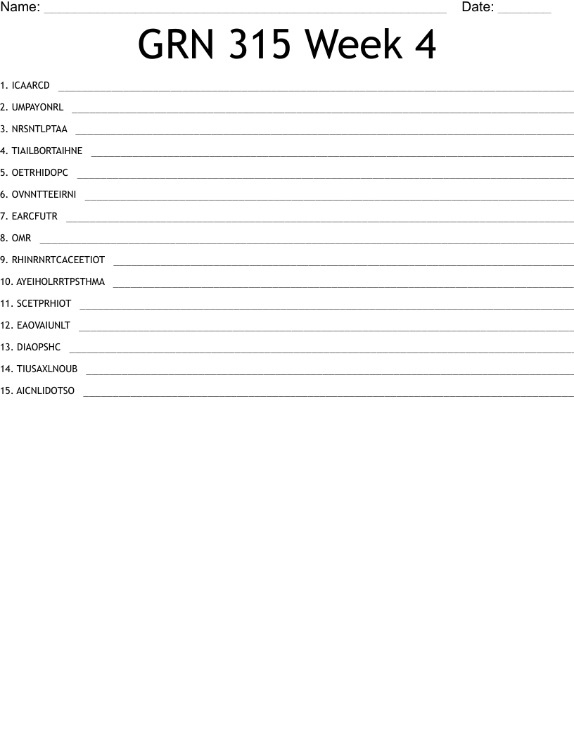 GRN 315 Week 4 Word Scramble