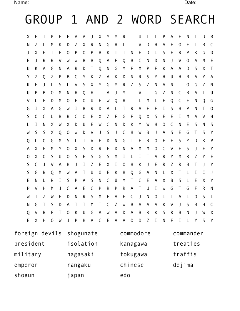 GROUP 1 AND 2 WORD SEARCH