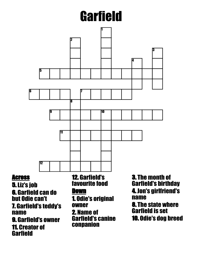 Garfield Crossword WordMint