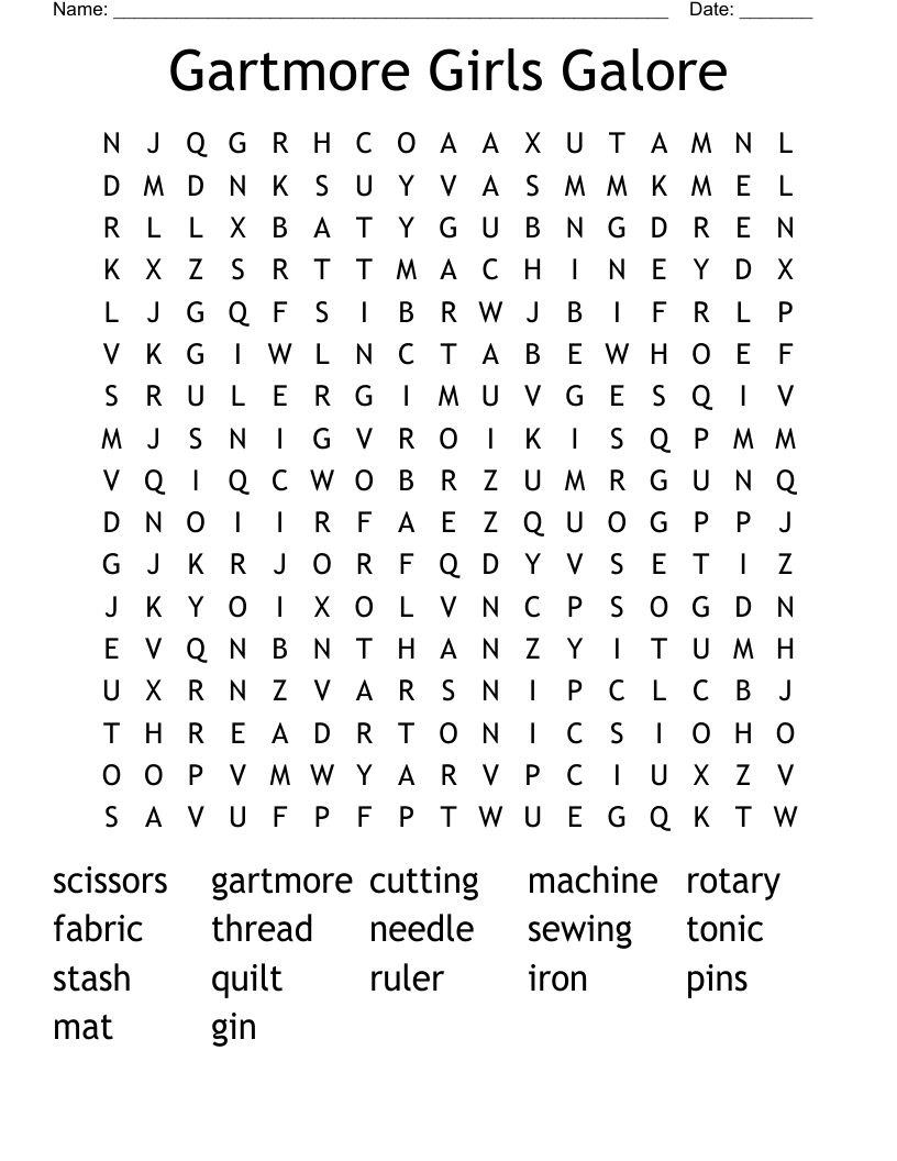 Gartmore Girls Galore Word Search