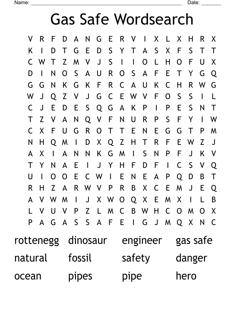 Gas Safe Wordsearch