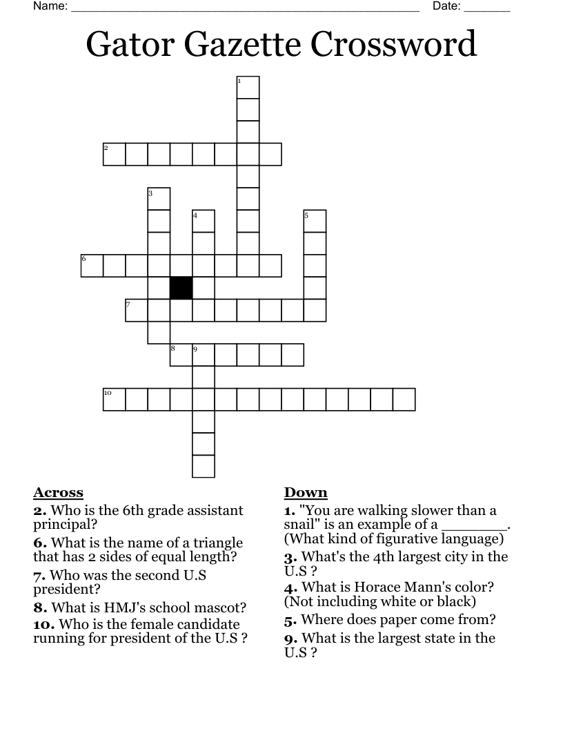 Gator Gazette Crossword WordMint