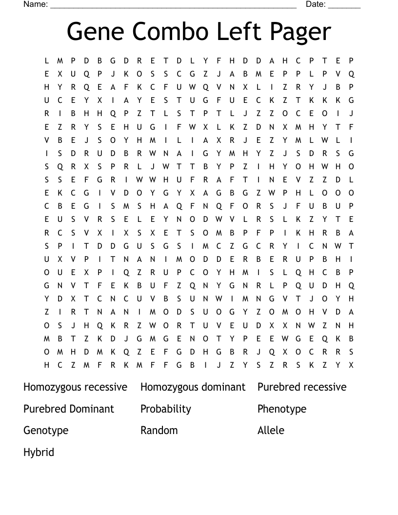 Gene Combo Left Pager Word Search