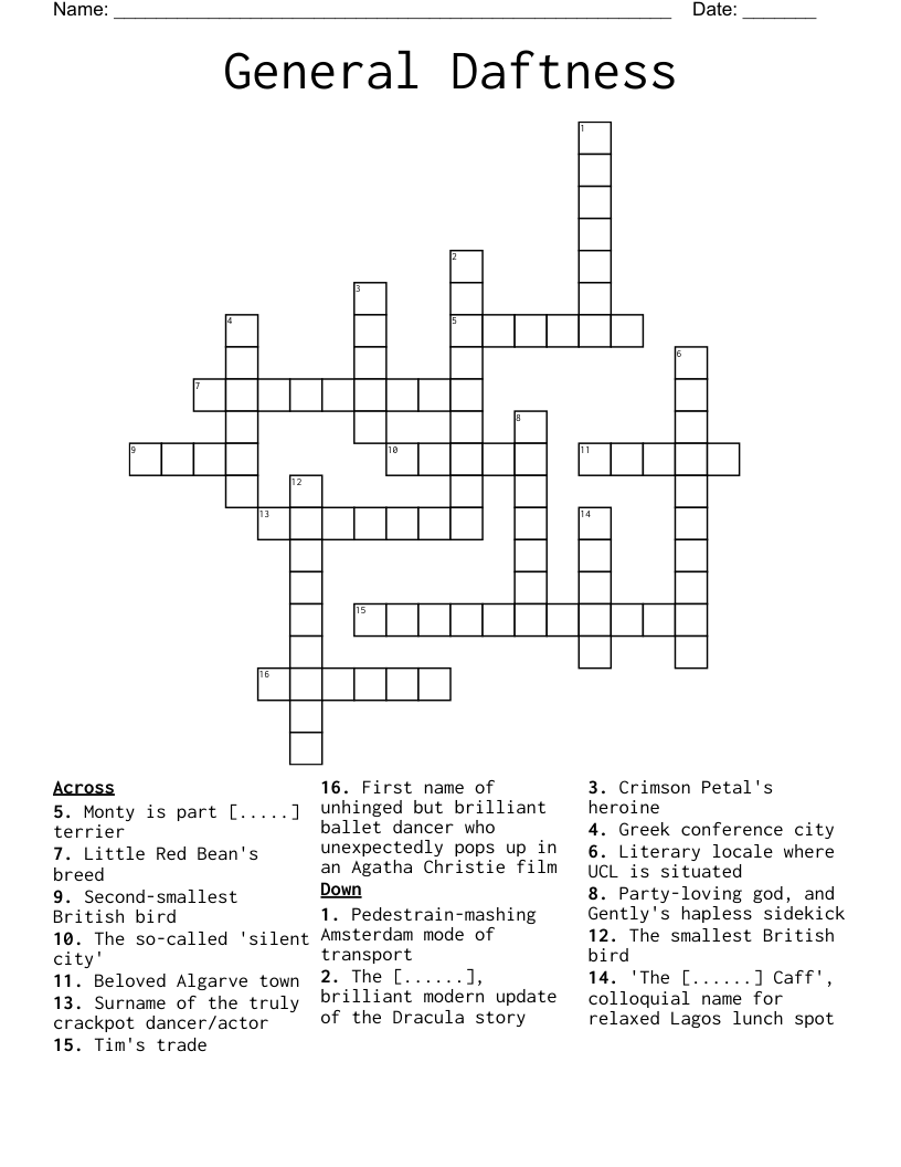 General Daftness Crossword