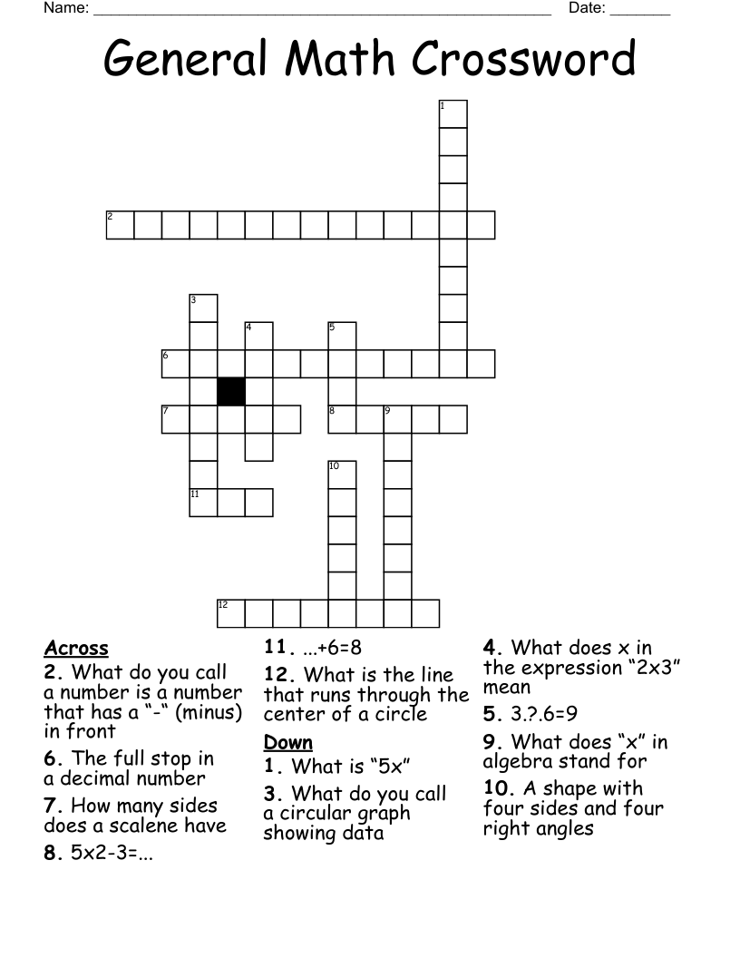 General Math Crossword
