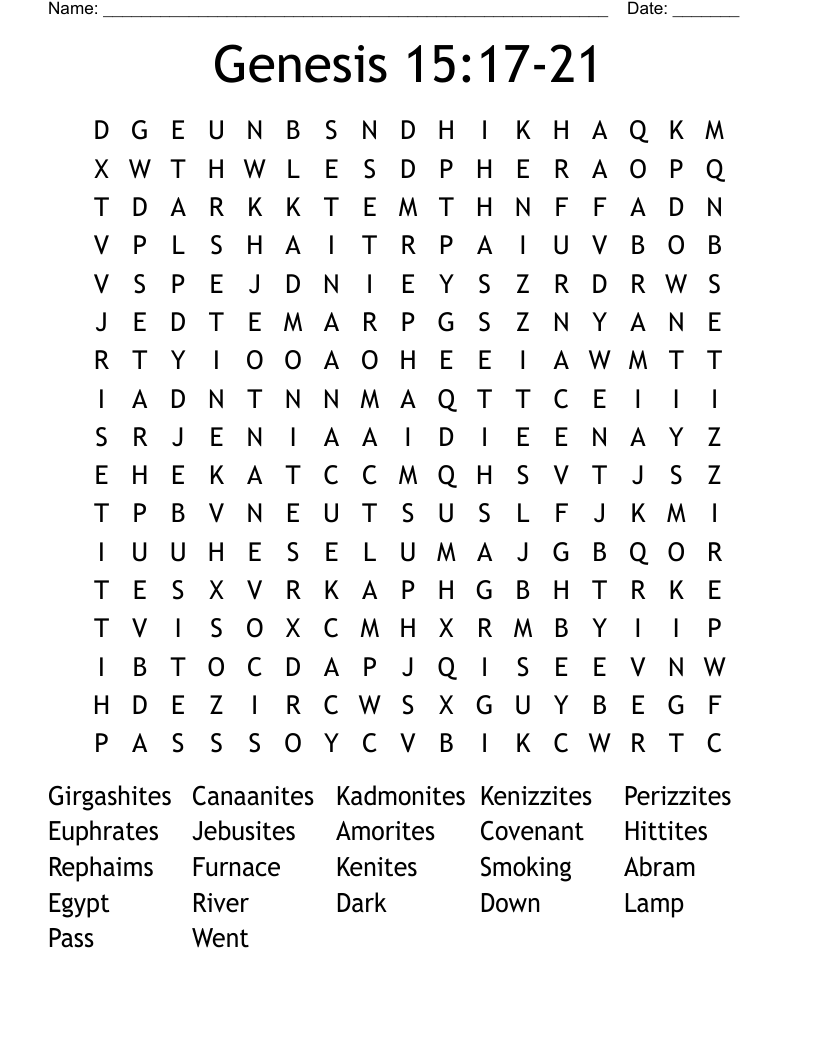 Genesis 15 17 21 Word Search WordMint