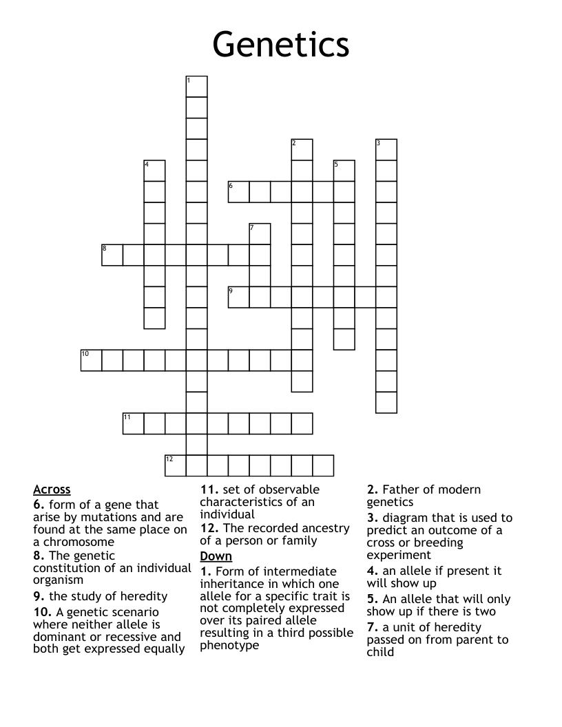 Genetics Crossword