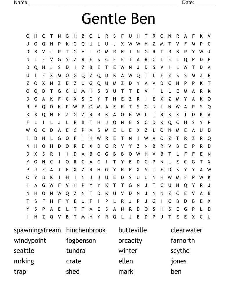 Gentle Ben Word Search