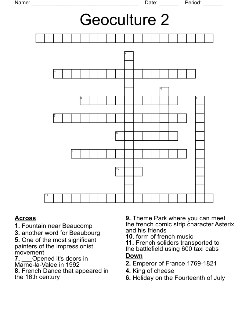 Geoculture 2 Crossword