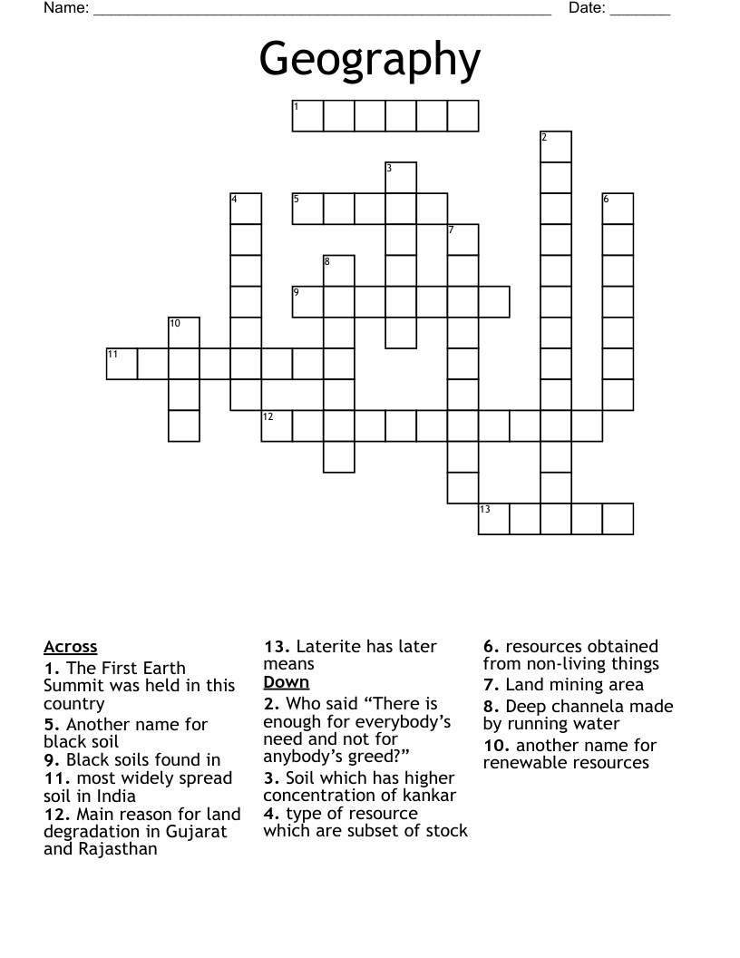 Geography Crossword