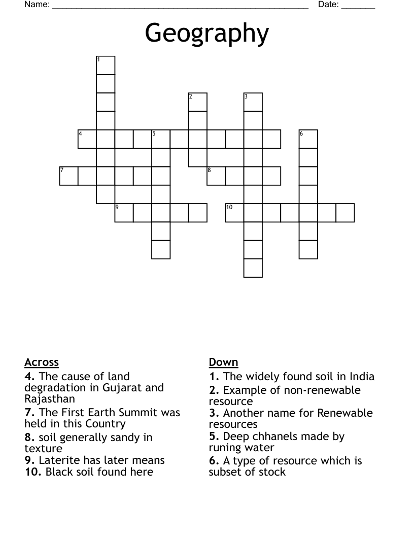 Geography Crossword WordMint