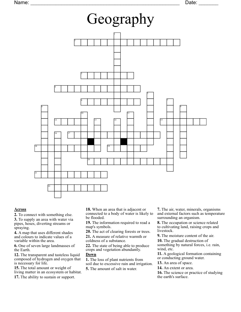Geography Crossword