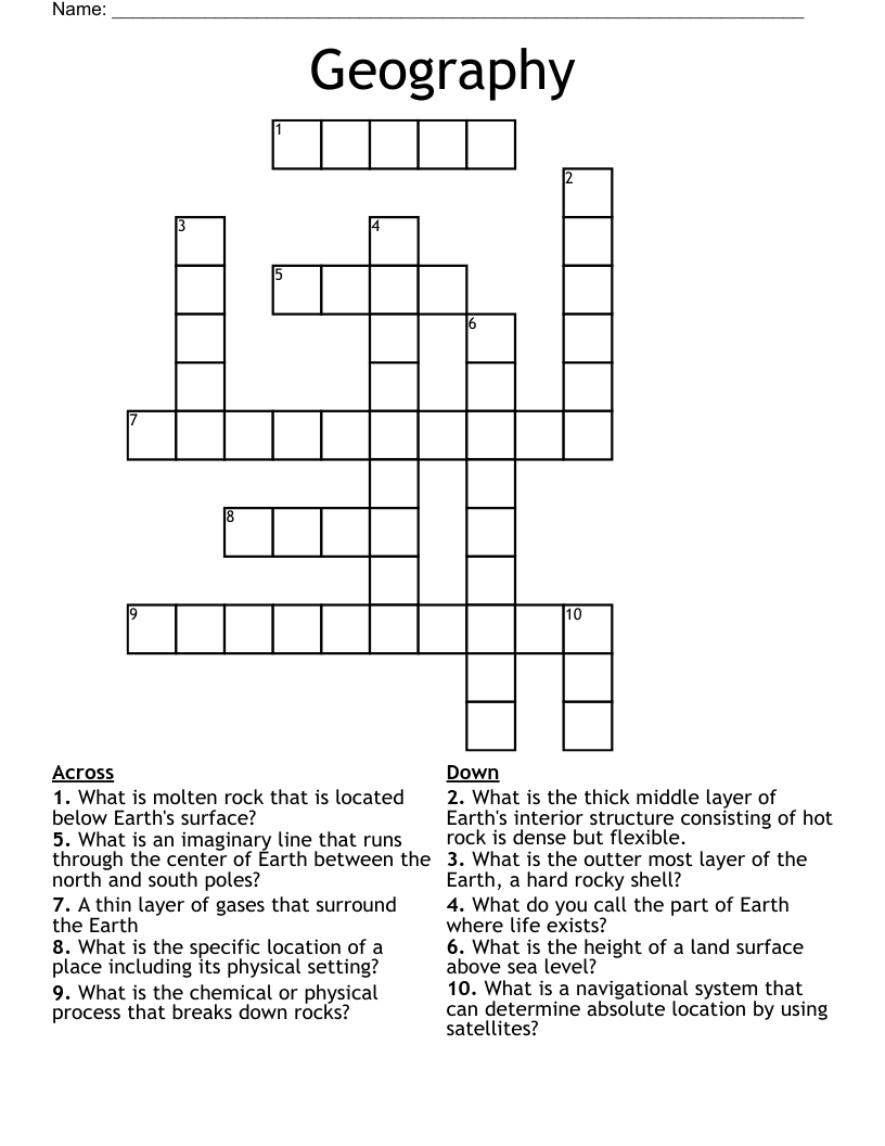 Geography Crossword