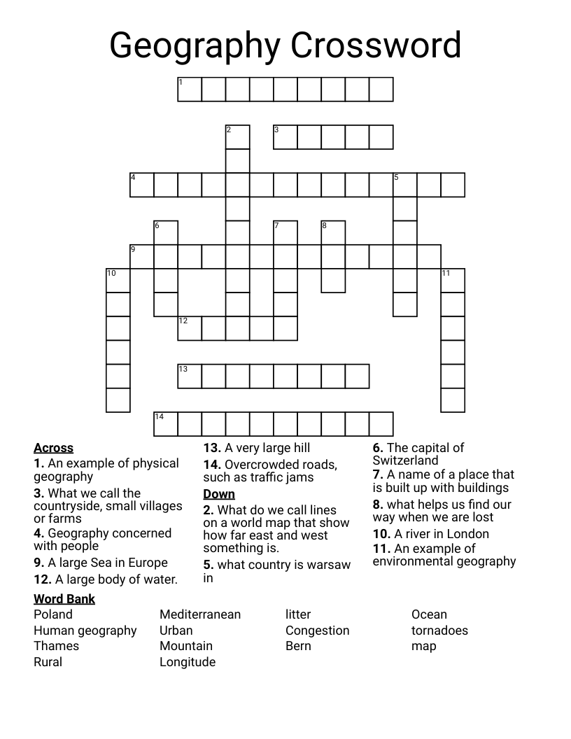 Geography Crossword