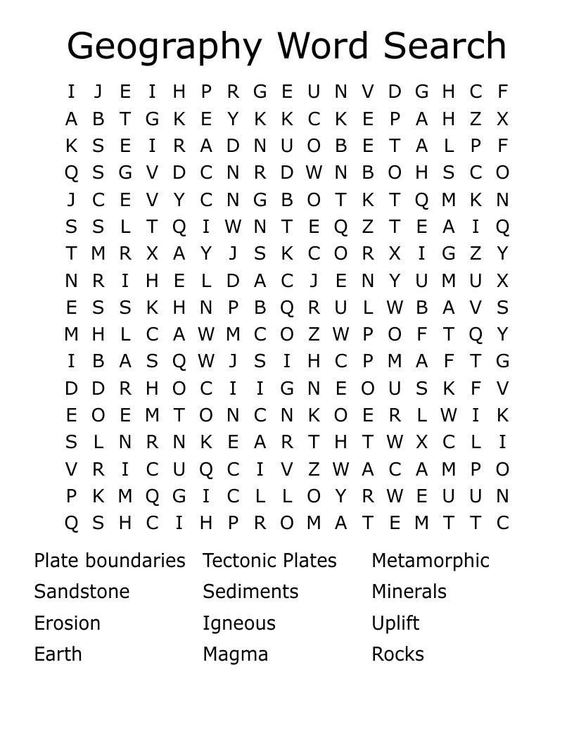Geography Word Search