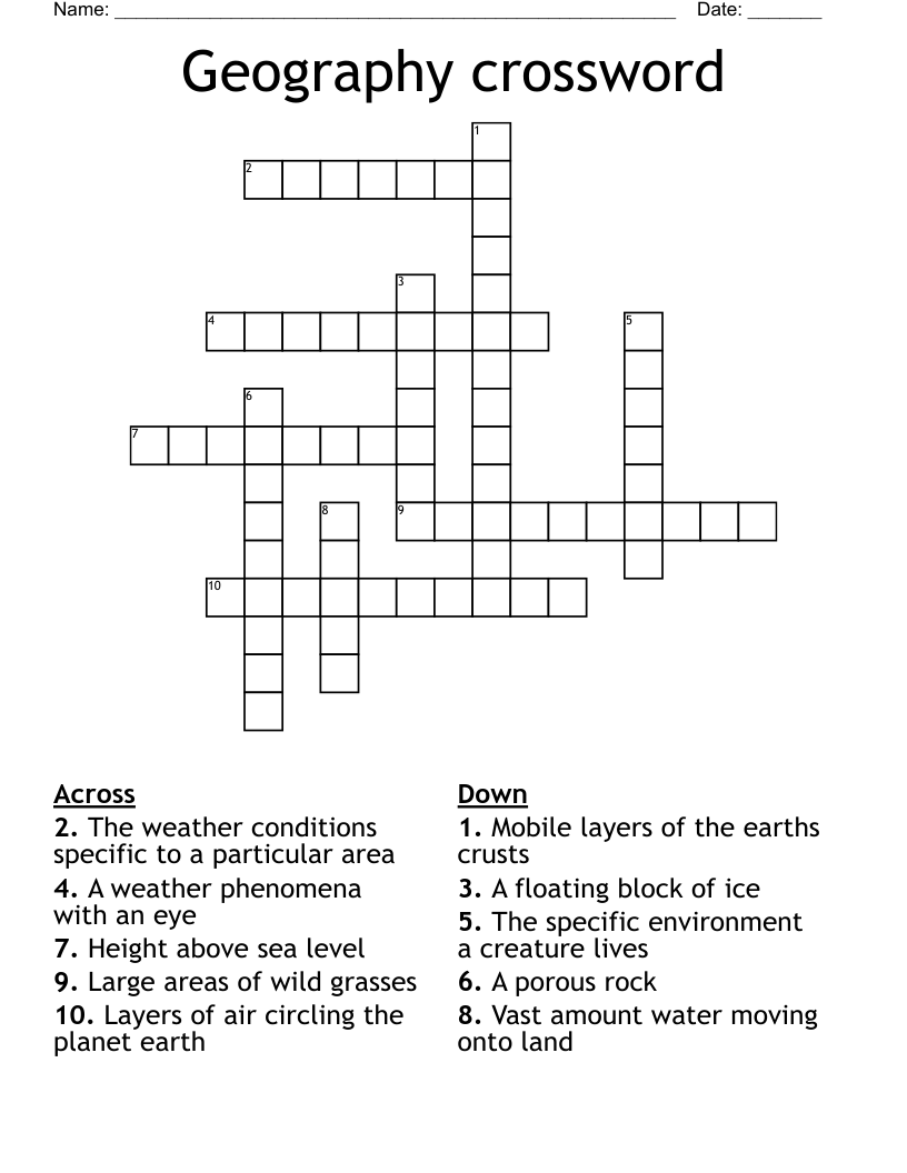 Geography crossword 