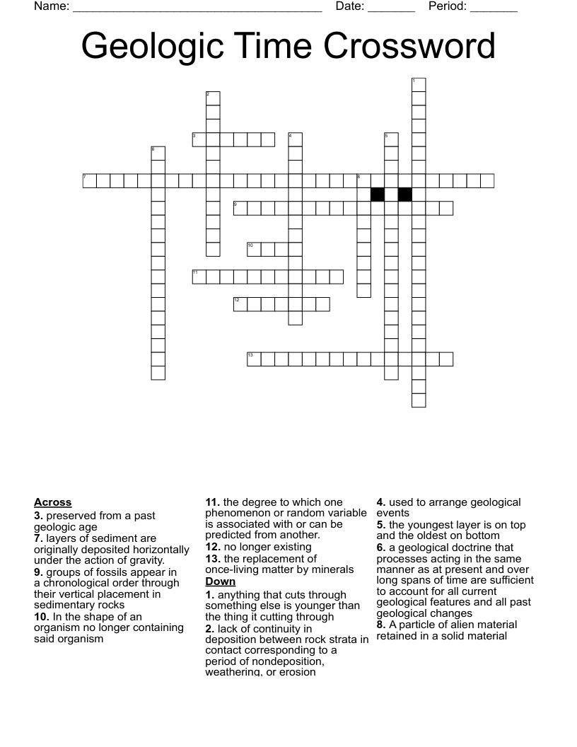 Geologic Time Crossword WordMint