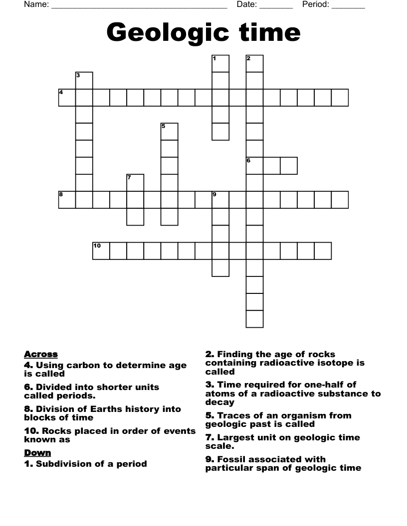 Geological TIme Word Search WordMint