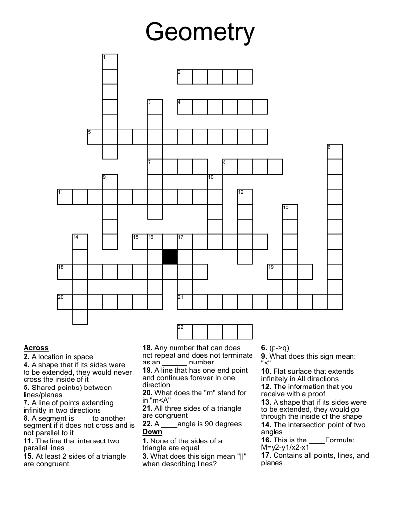 Geometry Crossword