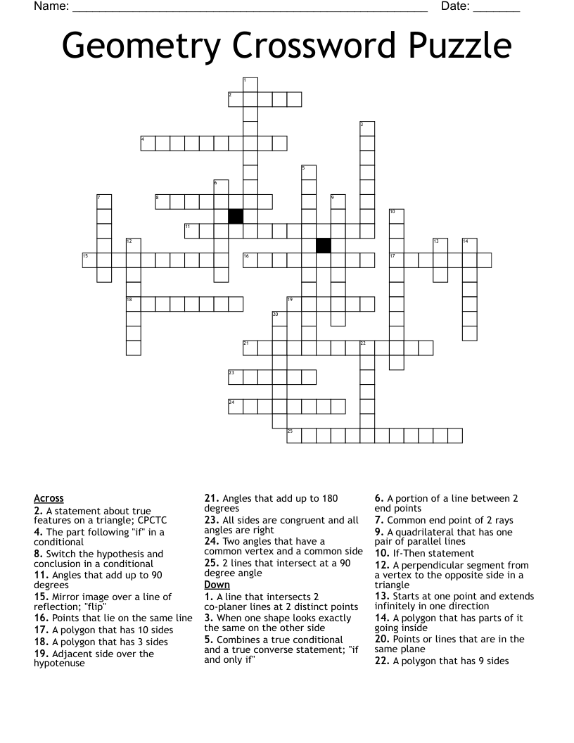 Geometry Crossword Puzzle WordMint