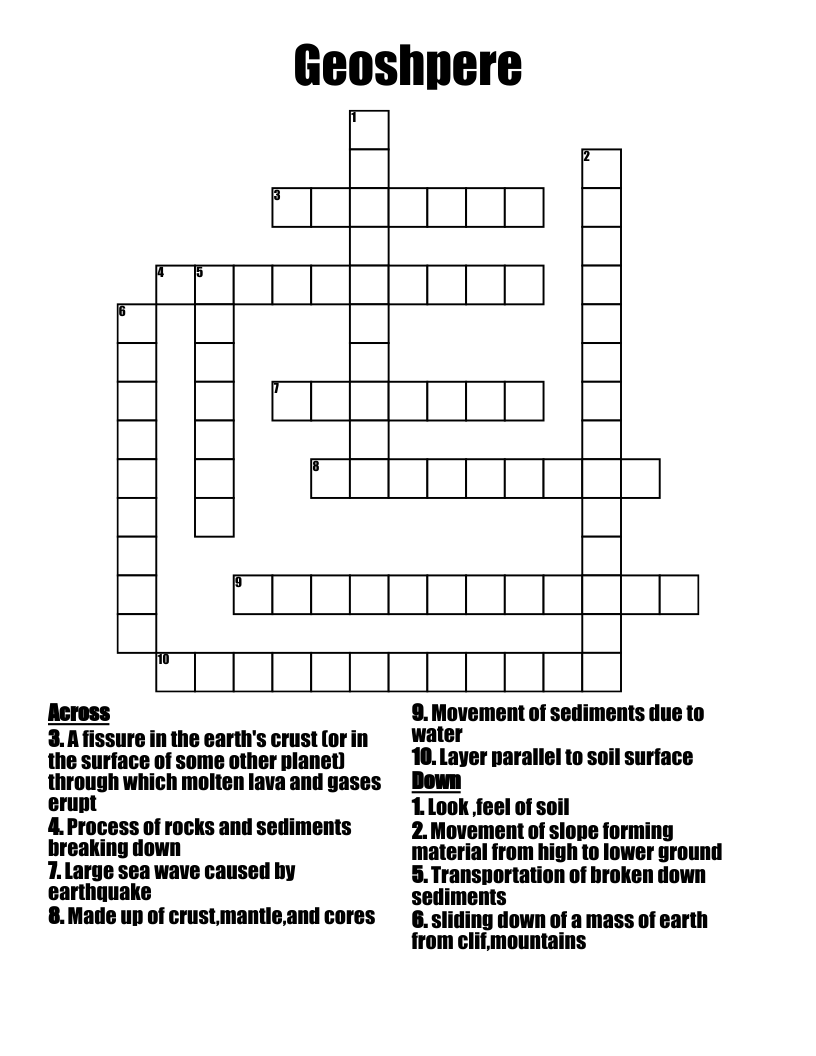 Geoshpere Crossword