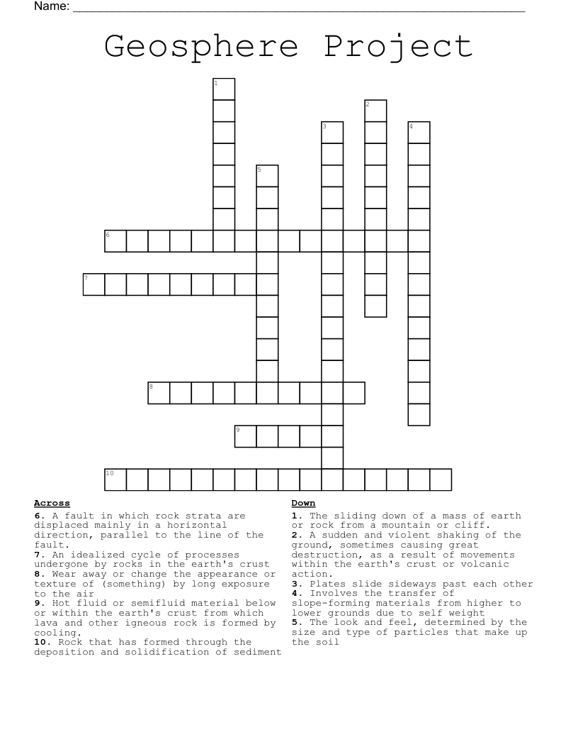 Geosphere Project Crossword