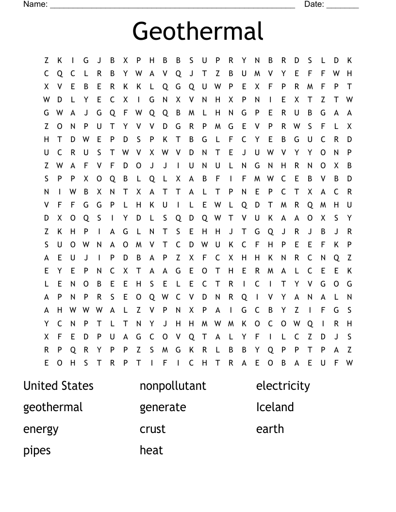 Geothermal Word Search