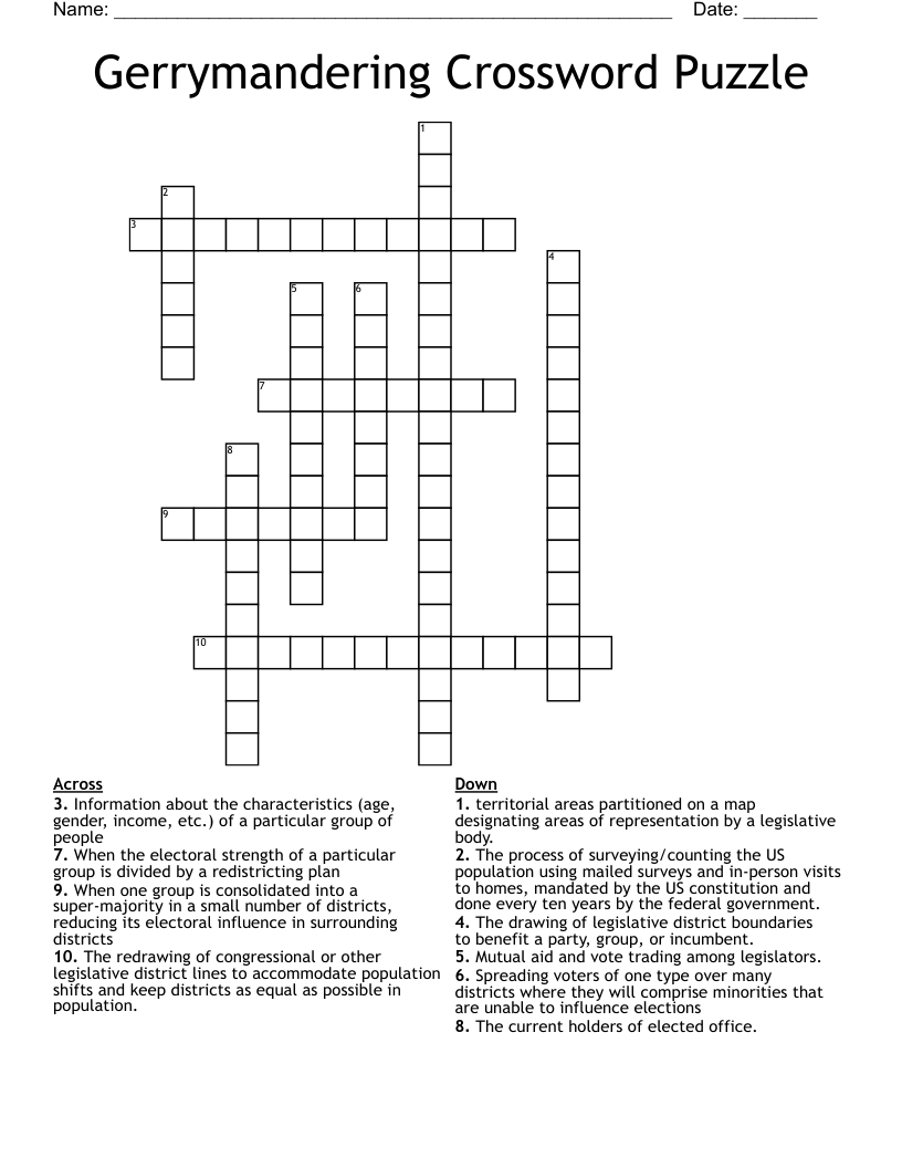 Gerrymandering Crossword Puzzle