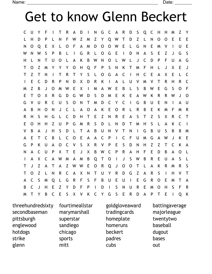 Get to know Glenn Beckert Word Search