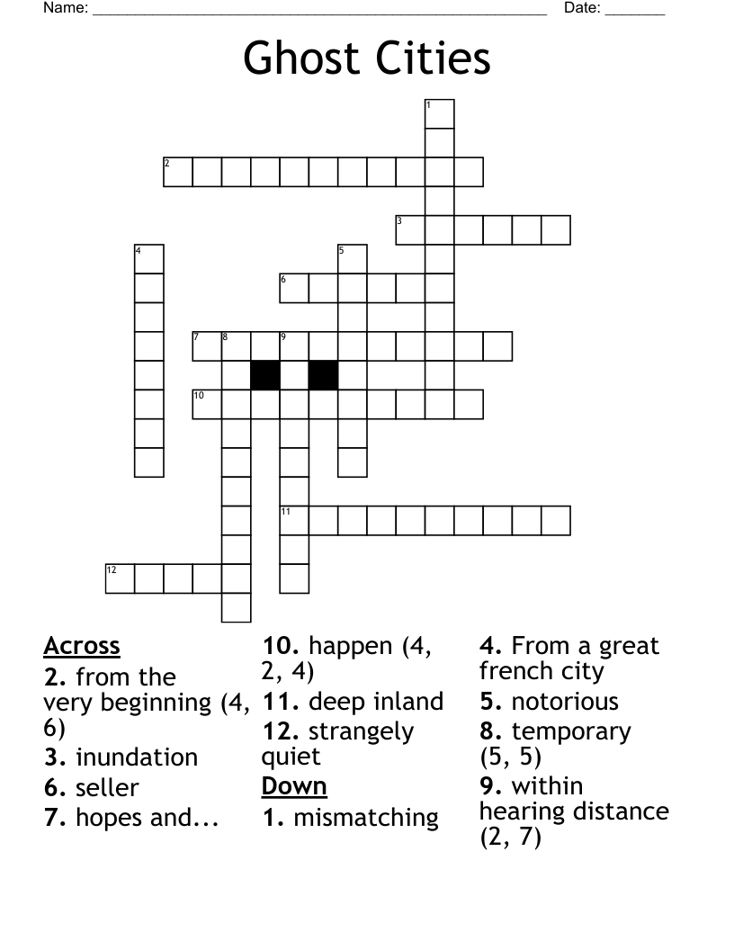 Ghost Cities Crossword