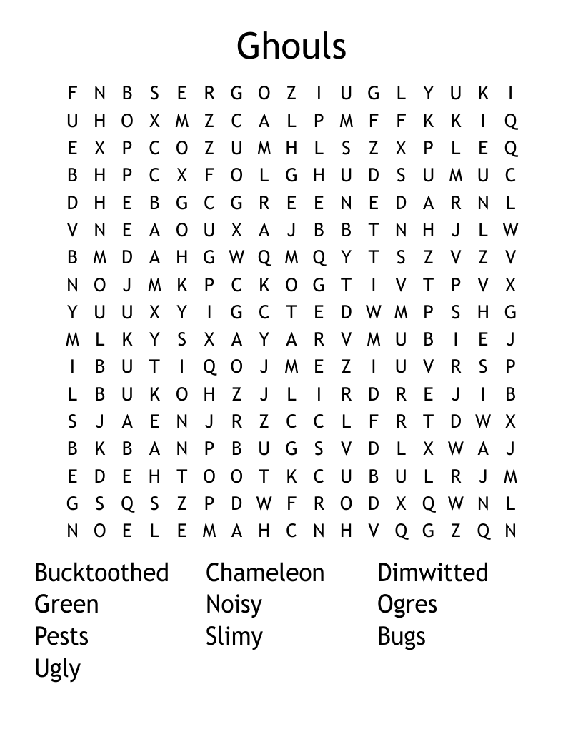 Ghouls Word Search