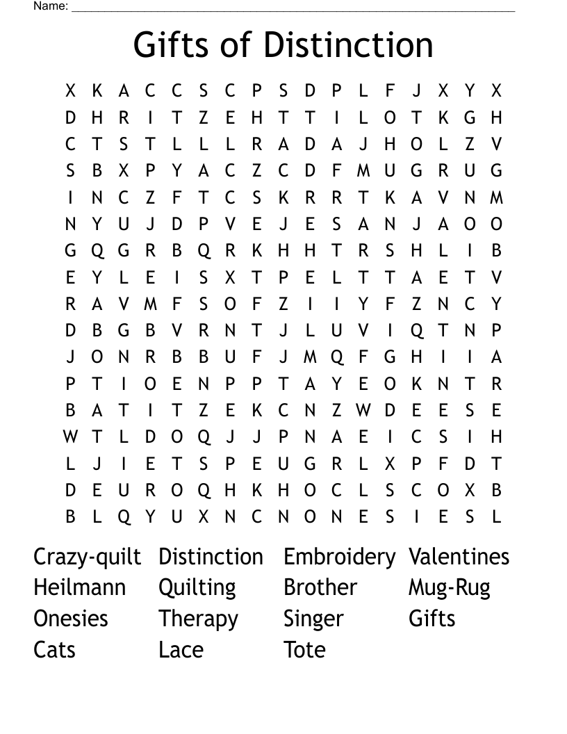Gifts of Distinction Word Search