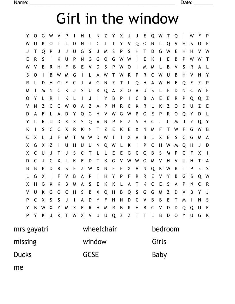 Girl in the window Word Search